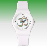 Montre Nom, Symbole botanique Om Blancs Bracelet en silic<br><div class="desc">Meilleur prix ! Un sangle en silicone blanc et coque sportif avec un imprimé botanique élégant Om symbole et personnalisation. Personnalisez facilement en utilisant le Modèle fourni. Une montre à bracelet noir et clair est également disponible. L'impression sur ces montres est excellente.</div>