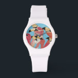Montre Nombre de Flamants roses<br><div class="desc">"Flock of Flamants roses II" de Jennifer Rutledge. Comprend un groupe de flamants roses avec des textures variées appliquées.</div>