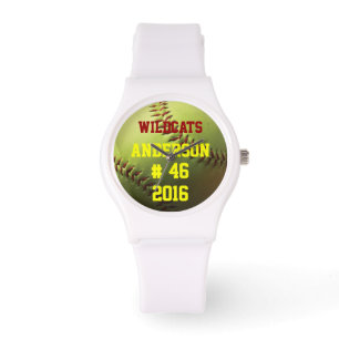 Montre Nombre et année jaunes de nom d'équipe du