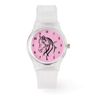 Montre Nombre noir de tête de cheval