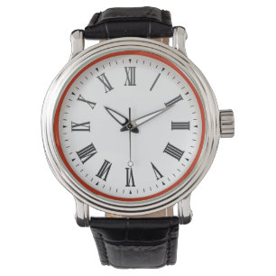 Montre Nombre romain de bureau à mur rouge et blanc