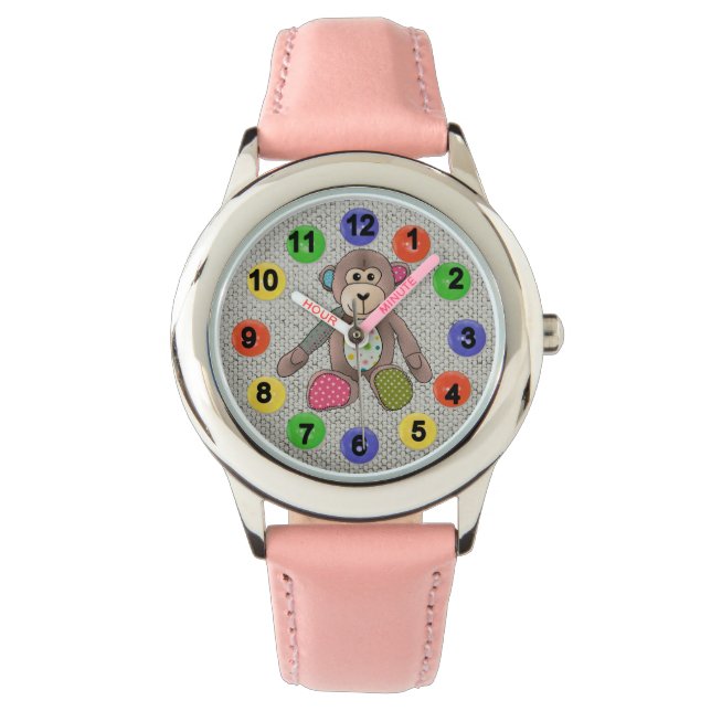 Montre Nombres colorés avec singe (devant)