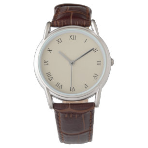 Montre Nombres romains de script noir sur eau beige