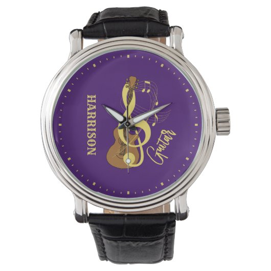 Montre Notes musicales acoustiques de guitare personnalis (devant)