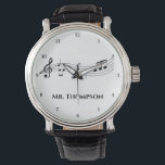 Montre Notes musicales Bande ou chorale Enseignant Musiqu<br><div class="desc">Une montre pour professeur de musique sur mesure cool avec un personnel musical avec des notes et des numéros d'horloge. Commandez une montre à bracelet personnalisée pour un musicien, un compositeur, un orchestre ou un chef d'orchestre, ou un directeur de choeur et personnalisez avec un nom ou un autre texte....</div>