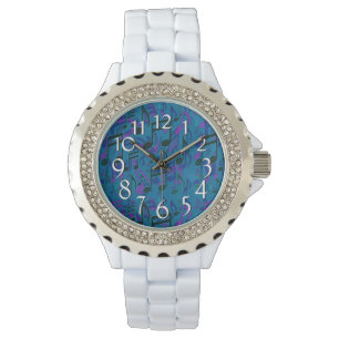 Montre Notes musicales Motif musical Bleu vert pourpre
