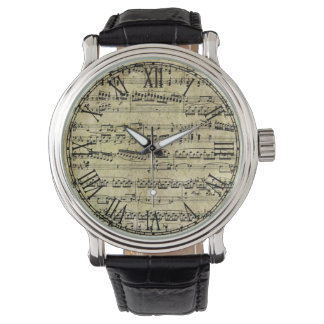 Montre Notes musicales vintages pour la feuille de piano