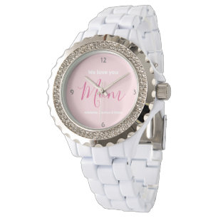 Montre Nous t'aimons Maman Pink Minimalist