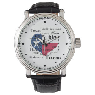 Montre Nuage d'Amour-Mot du Texas+Drapeau en forme de