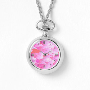 Montre Nuages japonais, aube, rose d'orchidée et corail