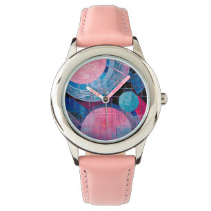 Montre Nuances subtiles de bleu et de rose en Abstrait
