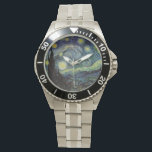 Montre Nuit étoilée par Van Gogh.<br><div class="desc">Nuit étoilée par Van Gogh. Montre en acier inoxydable classique de grand art unique. Peinture à l'huile de post impressionnisme.</div>
