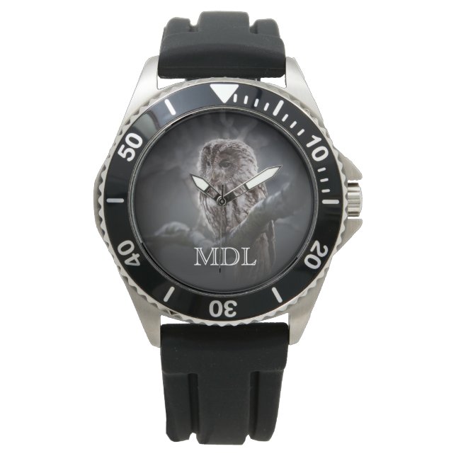 Montre Numéro de photo de la chouette de nuit (devant)