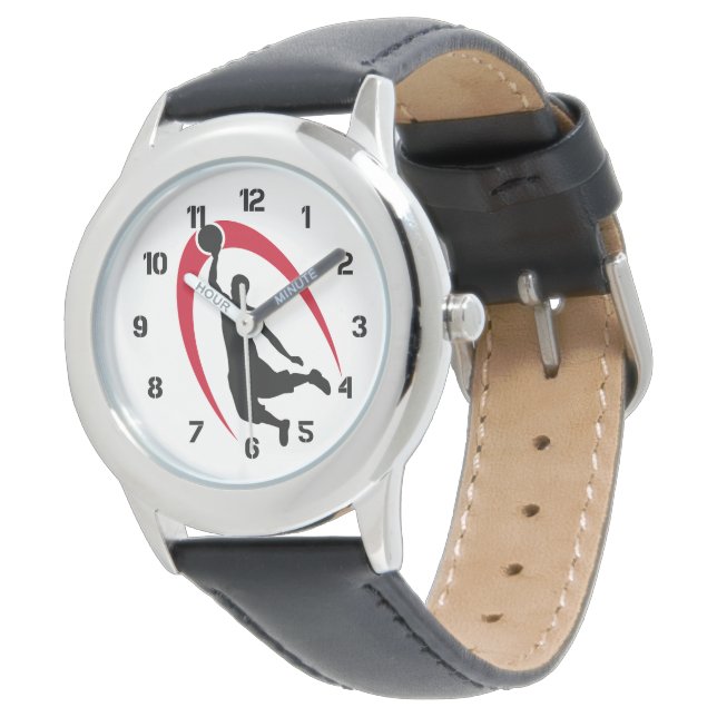 Montre Numéro du joueur de basketball rouge noir (Incliné)