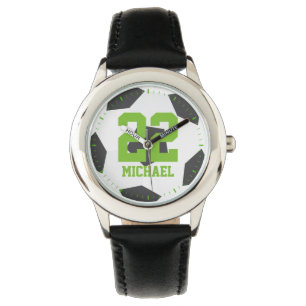 Montre Numéro du maillot de balle de soccer vert