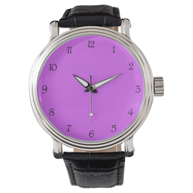 Montre Numéros de script noir sur l'eau violette (devant)