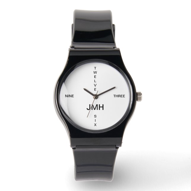 Montre Numéros écrits simples avec initiales de nom (Recto)