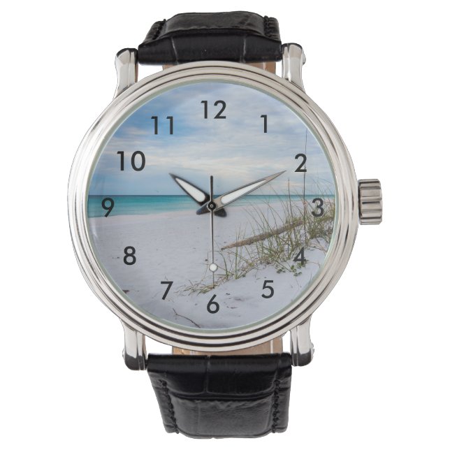 Montre Oats De Mer Et Plage De Sable Blanc Montre-Poignet (devant)