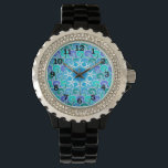 Montre Ocean Water Waves Nautical Beach Starfish Bleu<br><div class="desc">Le joli motif d'inspiration océanique de cette montre montre montre des vagues dans des tons variés de bleu et de vert turquoise. C'est une belle conception nautique pour quiconque aime la mer et la plage. Les vagues tourbillonnantes d'eau vous donneront envie de naviguer. L'étoile de mer blanche forme un cercle...</div>
