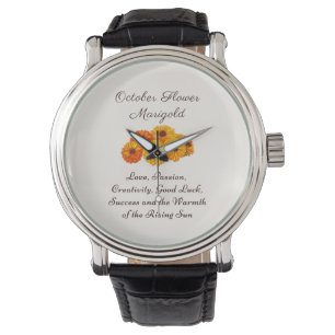 Montre Octobre Mois de naissance Fleur Marigold Elegant