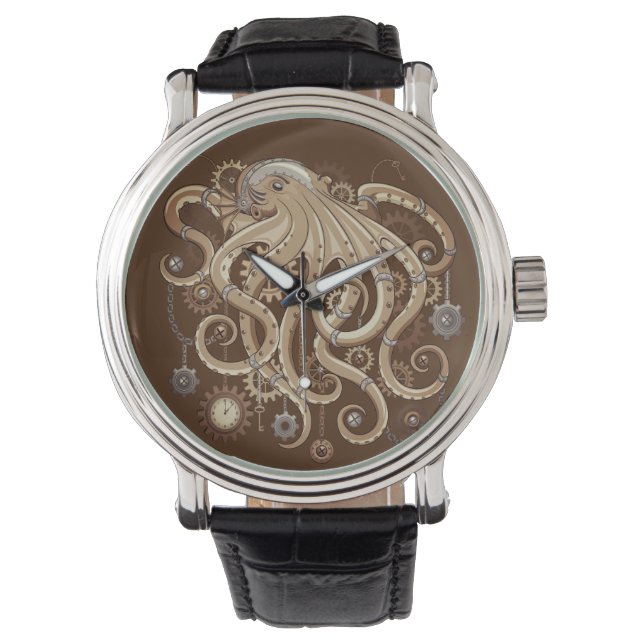 Montre Octopus Steampunk Surreal Retro Style Machine (devant)
