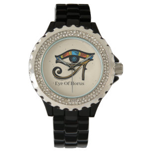 Montre OEil de Horus sur papyrus, hiéroglyphes égyptiens