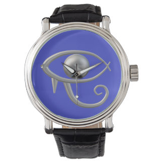Montre œil de Ra argent sur bleu