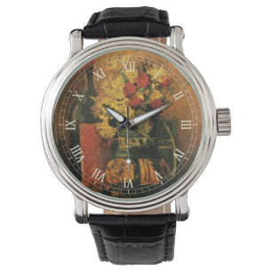 Montre Œillets, roses et une bouteille par Vincent van Go