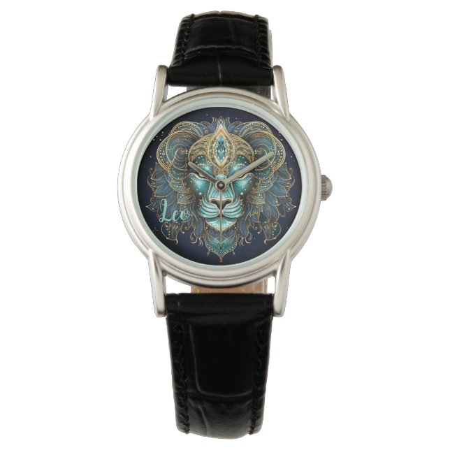 Montre Œuvre d'art du Lion mystique du zodiaque  (devant)