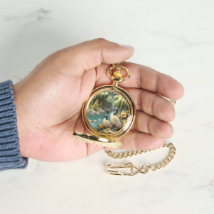 Montre Oies du Canada au milieu des saules qui pleuvent