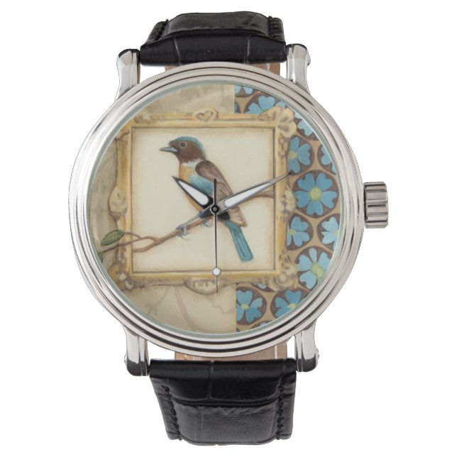 Montre Oiseau Brown et bleu sur une branche (devant)