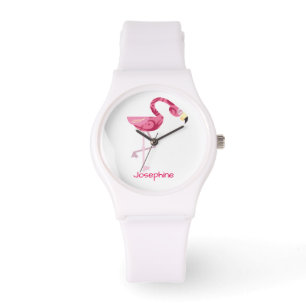 Montre Oiseau de Flamant rose rose personnalisé