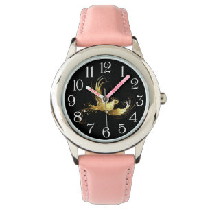 Montre Oiseau d'or sur Arrière - plan noir