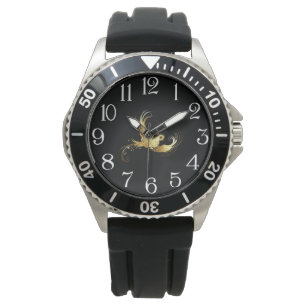 Montre Oiseau d'or sur Arrière - plan noir