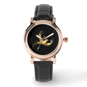 Montre Oiseau d'or sur Arrière - plan noir