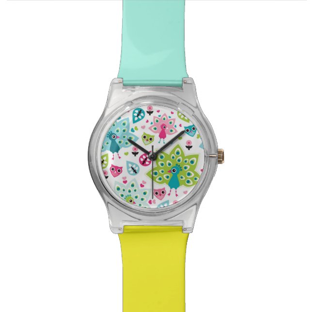 Montre oiseau et hibou de paon (Fermer)