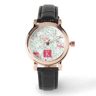 Montre Oiseau Flamant rose Avec Plumes Ajouter votre in