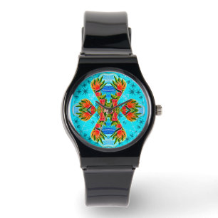 Montre Oiseau hawaïen de Paradise Cross (bleu)