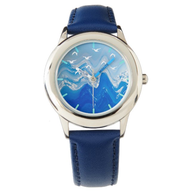 Montre Oiseaux au-dessus des vagues de la mer (devant)