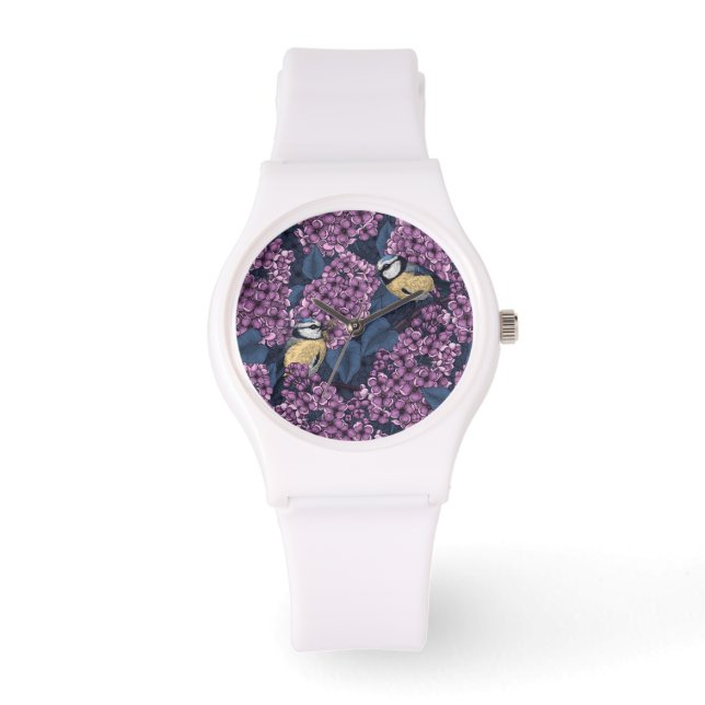 Montre Oiseaux dans le jardin violet lilas (Recto)