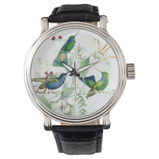 Montre Oiseaux de colibri Faune Fleurs Florales Regardez (devant)