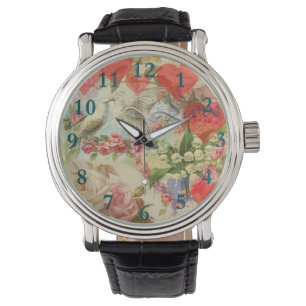 Montre Oiseaux de l'amour Vintage Antique Cœur