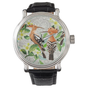 Montre Oiseaux exotiques sur la dentelle