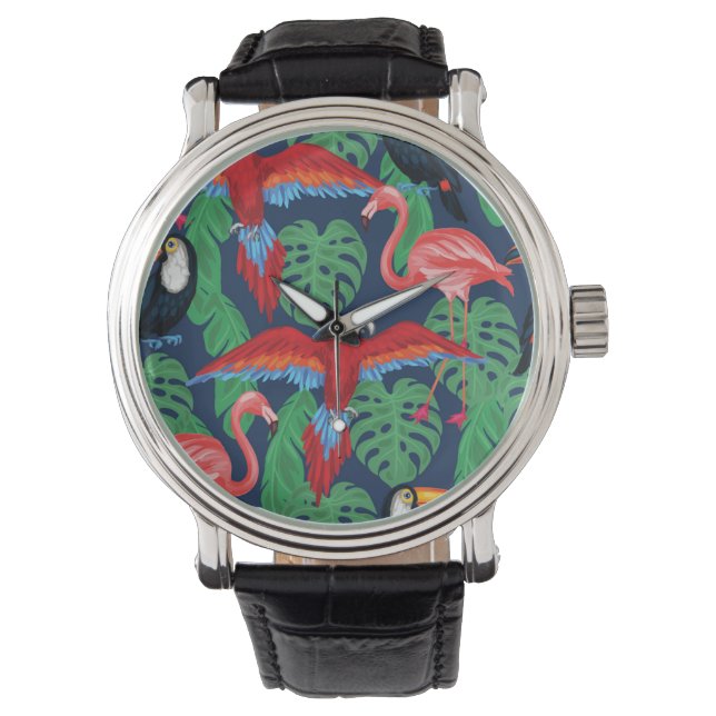Montre Oiseaux Tropicaux Aux Couleurs Lumineuses (devant)
