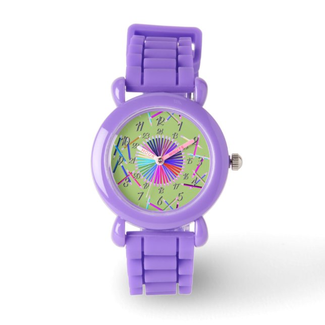Montre Olive pâle avec rouge (Recto)