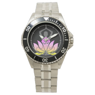 Montre OM Namaste Spirituelle Lotus Fleur Yoga Pose