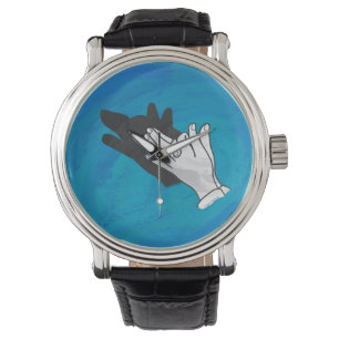 Montre Ombre de Loup sur Bleu