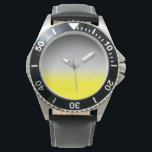 Montre ombré jaune moderne gris<br><div class="desc">Ombré gris-jaune dans un style contemporain .Regarder ceux qui aiment l'art abstrait. Vous pouvez maintenant le personnaliser avec votre monogramme, texte, logo, ou d'autres éléments de design. Alma Wad a créé l'oeuvre originale. __________________ Le jaune est associé au signe de Gemini dans l'astrologie occidentale. Vous pouvez tenir compte de cela...</div>
