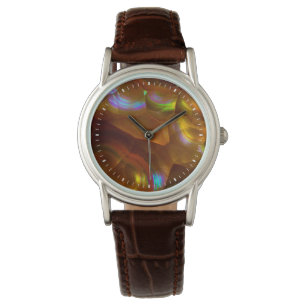 Montre Opale de feu orange iridescente