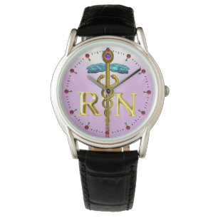 Montre OR CADUCUS SYMBOLE INFIRMIER ENREGISTRÉ / Rose, Li